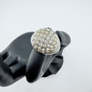 Vintage Dome Cluster Rhinestone Ring Chunky Glam Versatile Statement Bold Retro